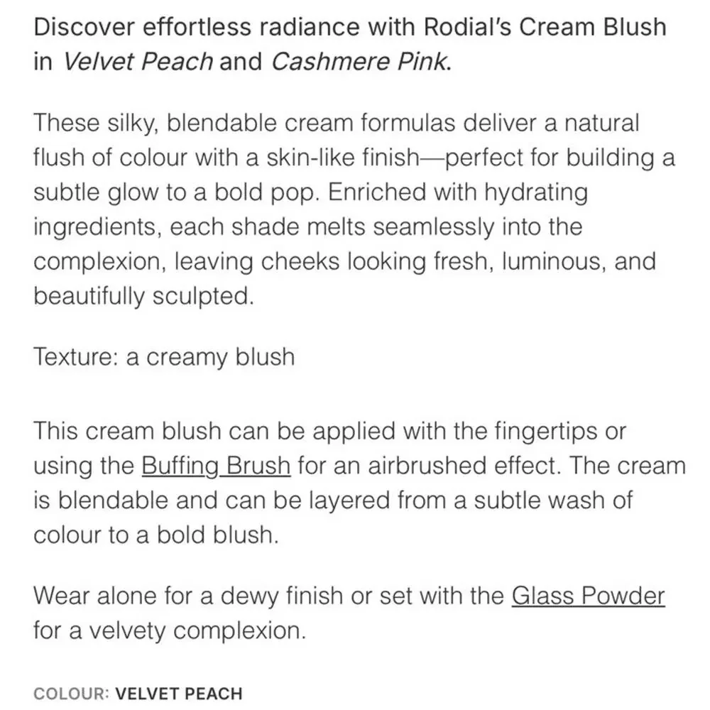 RODIAL Cream Blusher VELVET PEACH 4.5 g / .15 oz NEW IN BOX